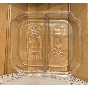 Vintage Toastmaster Clear Glass Divided Dish Serving Tray Daisy Retro 1970s
